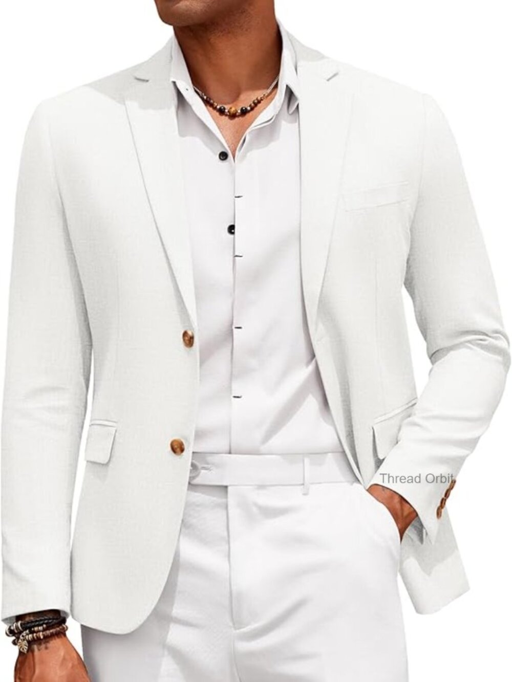 Men's Casual Cotton Linen Blazer - Lightweight Sport Coat Two Button Suit Jacket